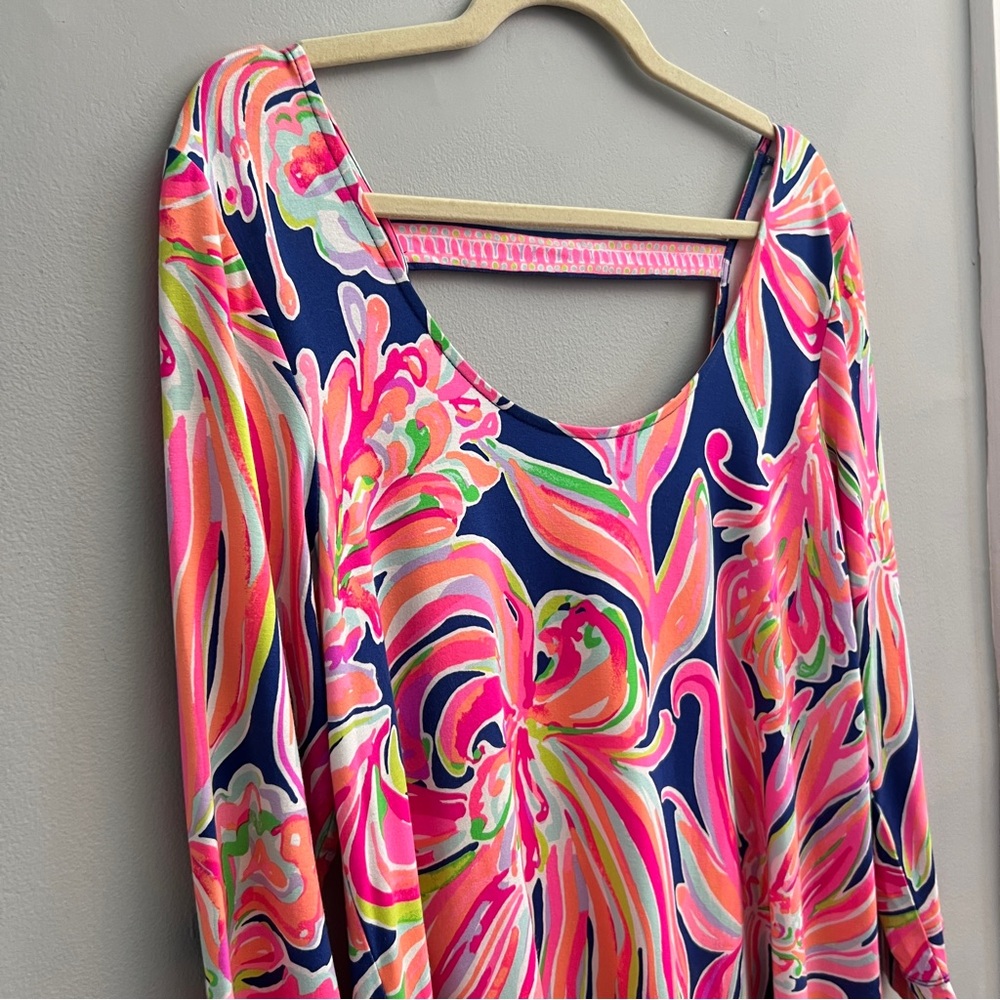 Lilly Pulitzer Emma Knit Jersey Banana Flambé Dress, Size Large - Picture 2 of 8